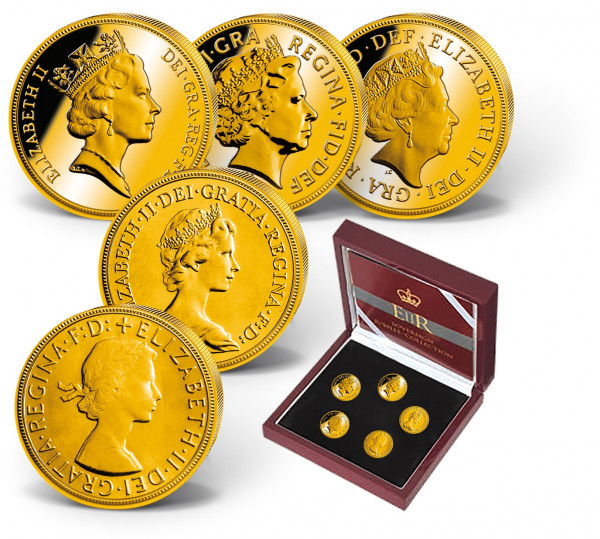 'Queen Elizabeth II' Gold Sovereigns 5-Coin Set UK_2460179_1